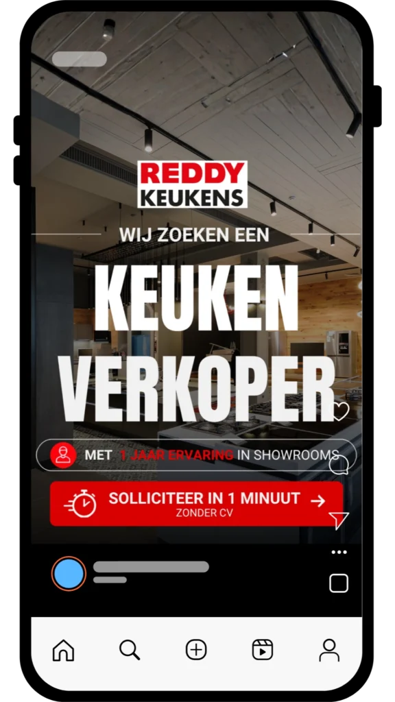 Meta Ad Advertisement on phone Mockup for Reddy Keukens