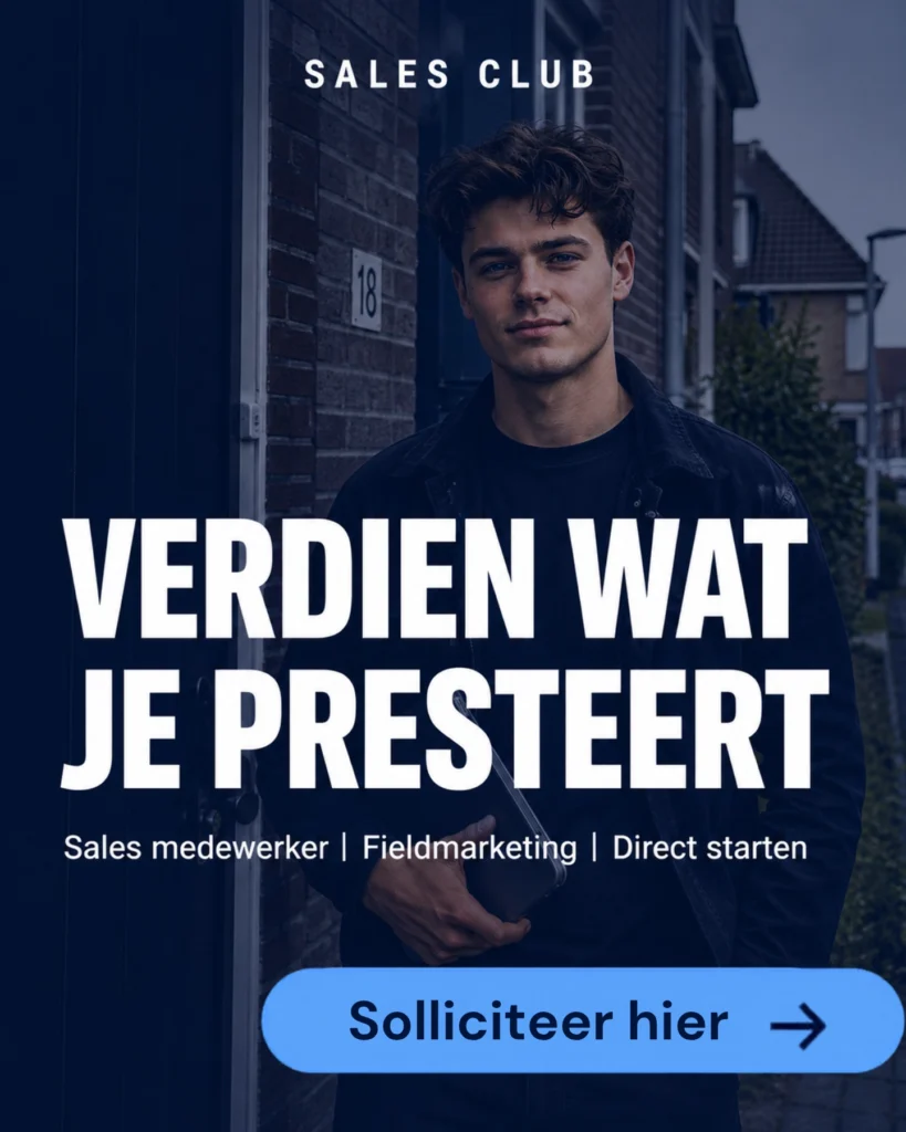 Meta recruitmentadvertentie van Swift Talent Solutions voor de vacature D2D sales in Amsterdam, ontworpen om geschikte kandidaten te bereiken via social media.